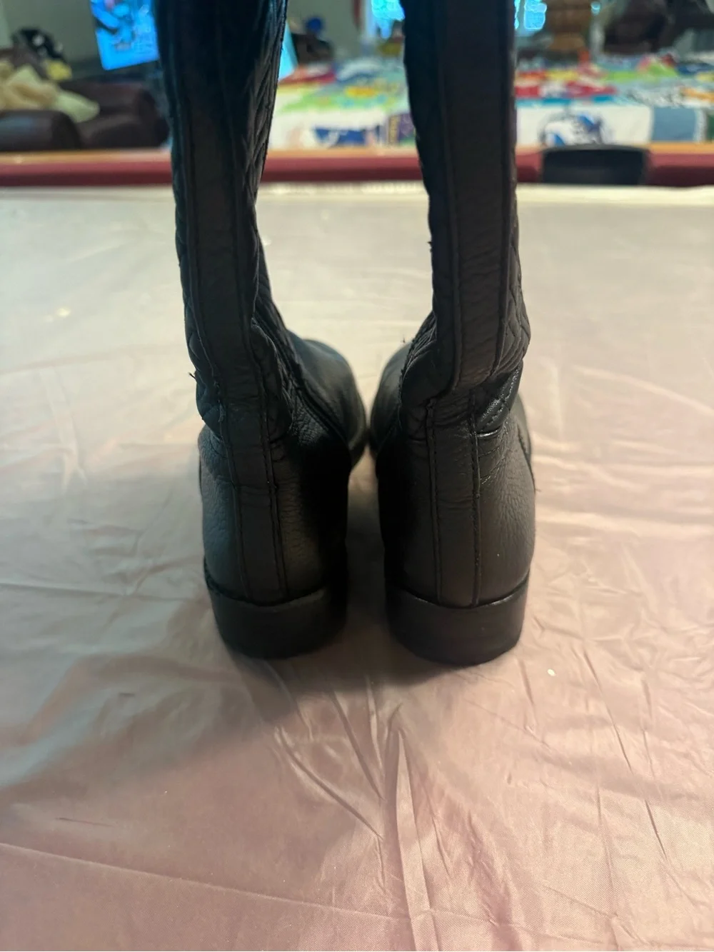 Tory Burch Marion Quilted Tall Riding Boot Black Leather Size 5.6 MSRP $598
